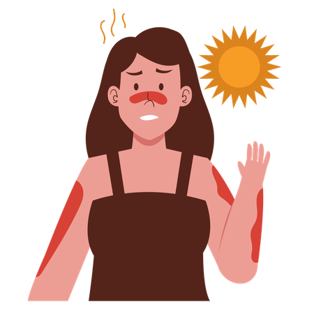 Fille qui prend un coup de soleil  Illustration