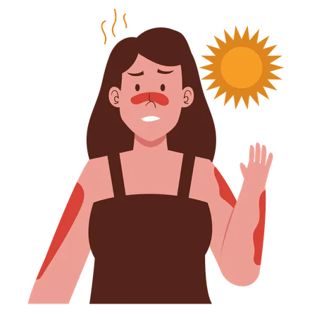 Fille qui prend un coup de soleil  Illustration