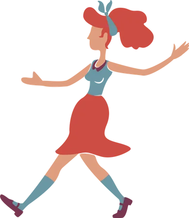 Fille aux cheveux rouges qui danse  Illustration