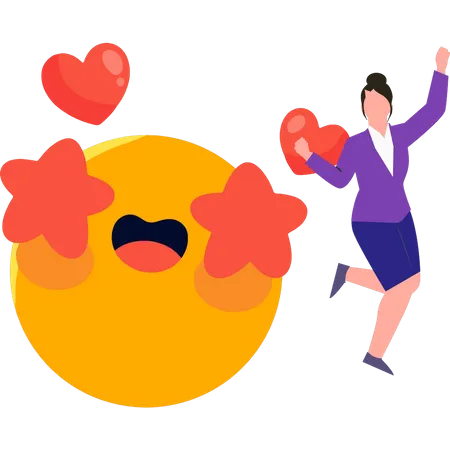 Fille avec emoji d'amour  Illustration