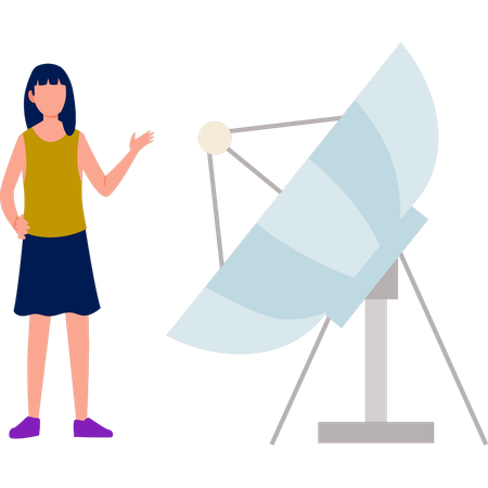 Fille avec antenne satellite  Illustration