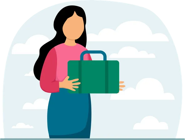 Fille avec bagages de voyage  Illustration