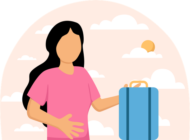 Fille avec bagages de voyage  Illustration