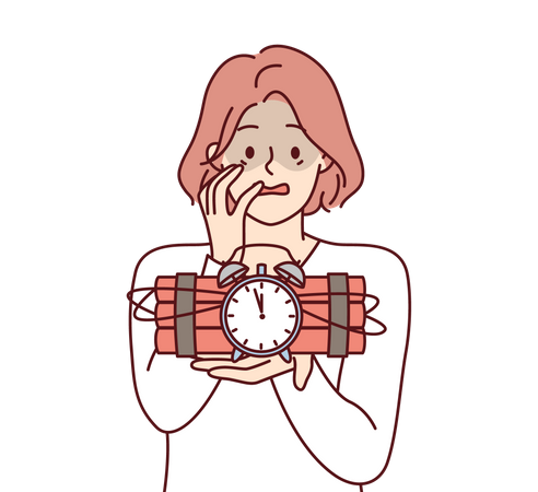 Fille avec bombe à retardement  Illustration