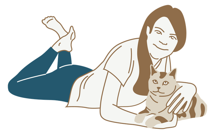 Fille avec chat  Illustration