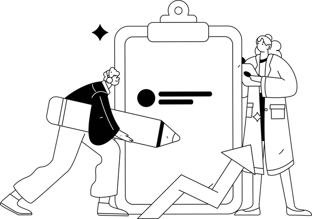 Fille avec des connaissances sur les clients  Illustration