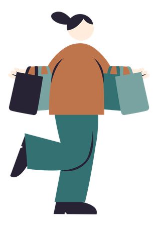 Fille avec des sacs à provisions  Illustration