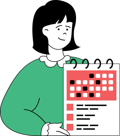 Fille avec calendrier d'éducation  Illustration