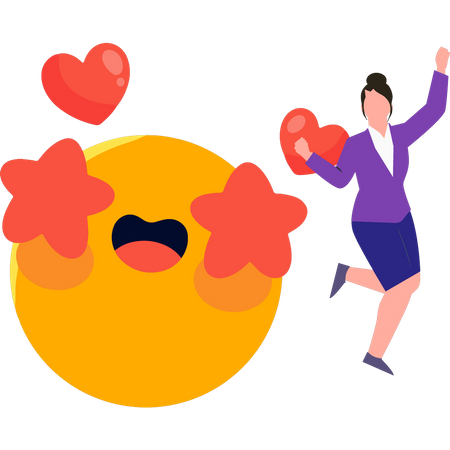Fille avec emoji d'amour  Illustration
