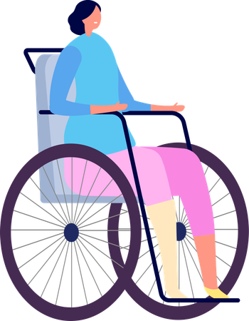 Fille avec une jambe fracturée sur un fauteuil roulant  Illustration