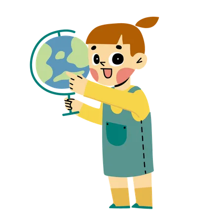 Fille avec globe  Illustration