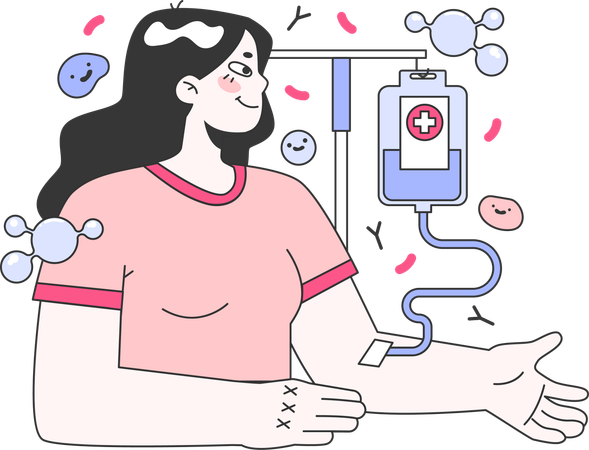 Fille avec perfusion intraveineuse  Illustration