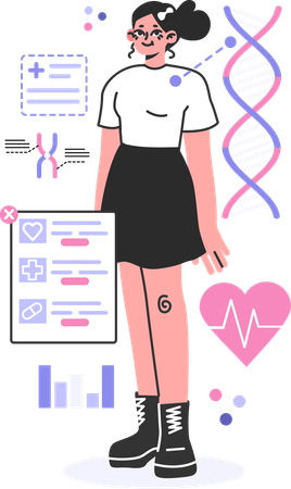 Fille avec rapport de santé  Illustration