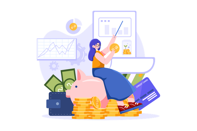 Fille avec la gestion des finances  Illustration
