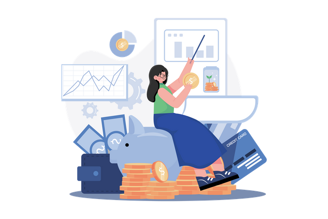 Fille avec la gestion des finances  Illustration