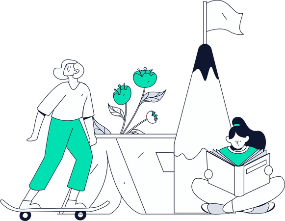 Fille avec livre  Illustration