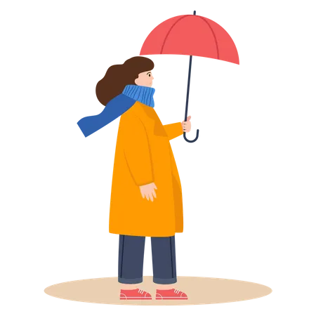 Fille avec parapluie  Illustration