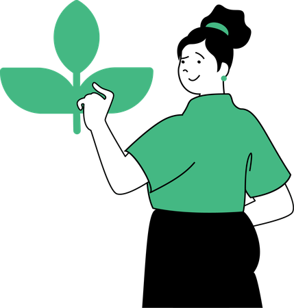 Fille avec plante  Illustration