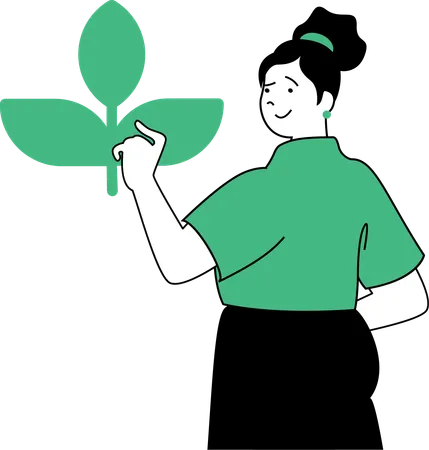 Fille avec plante  Illustration