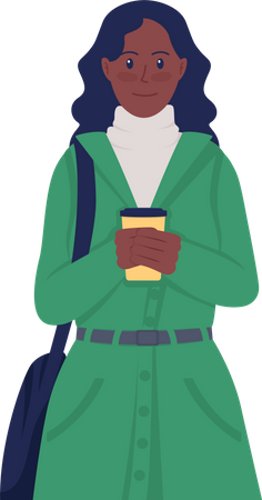 Fille avec une tasse de café  Illustration