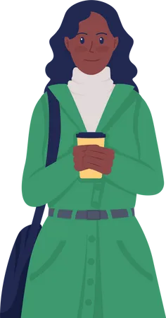 Fille avec une tasse de café  Illustration