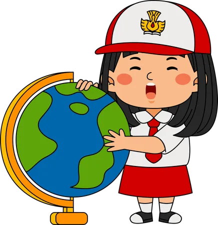 Fille avec globe  Illustration