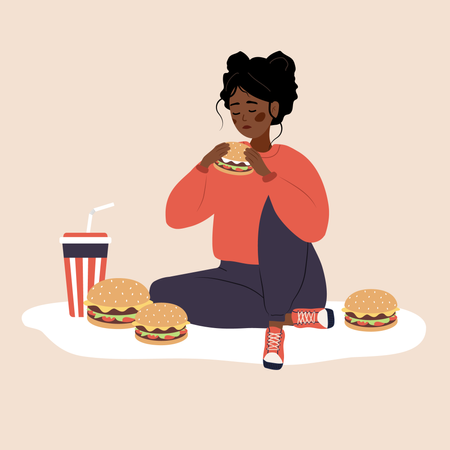 Fille avec un problème de suralimentation extrême  Illustration