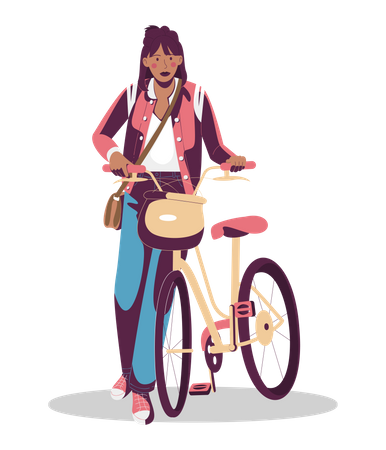 Fille avec un vélo  Illustration