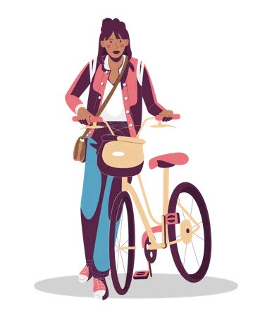 Fille avec un vélo  Illustration