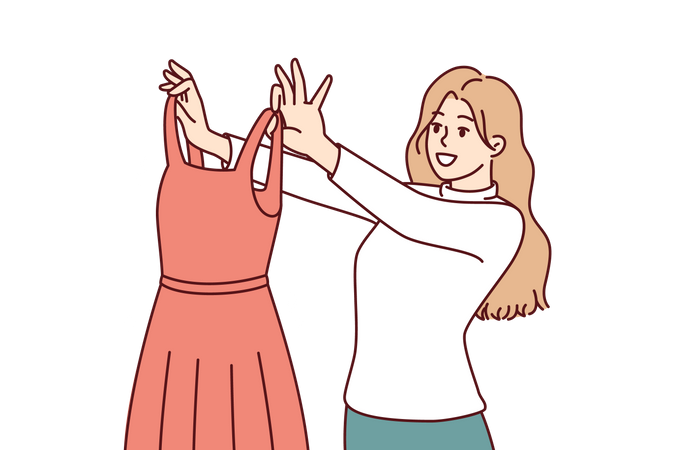 Fille avec une belle robe rouge  Illustration