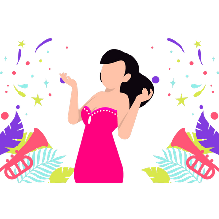 Fille faisant la fête  Illustration