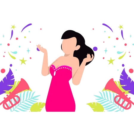 Fille faisant la fête  Illustration