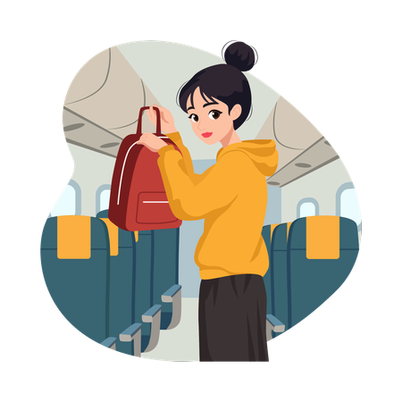 Fille excitée par la récupération des bagages  Illustration