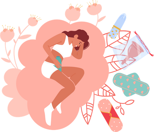 Fille ayant ses règles  Illustration