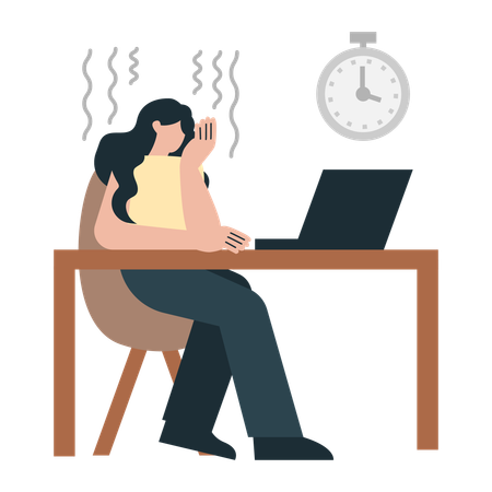 Fille souffrant de stress au travail  Illustration