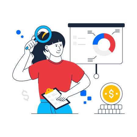 Fille ayant un audit financier  Illustration