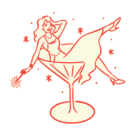 Fille de bar à cocktails  Illustration