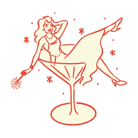 Fille de bar à cocktails  Illustration