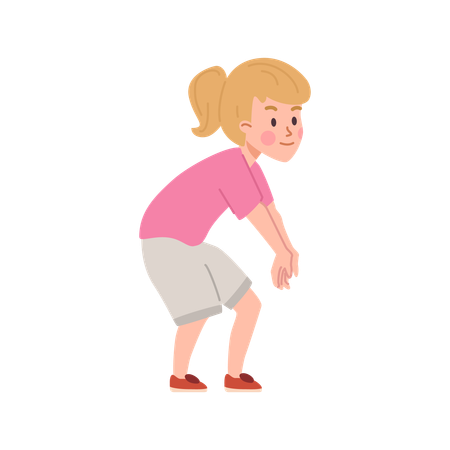 Une joueuse de volley-ball blonde en tenue de sport tend les bras pour frapper la balle  Illustration