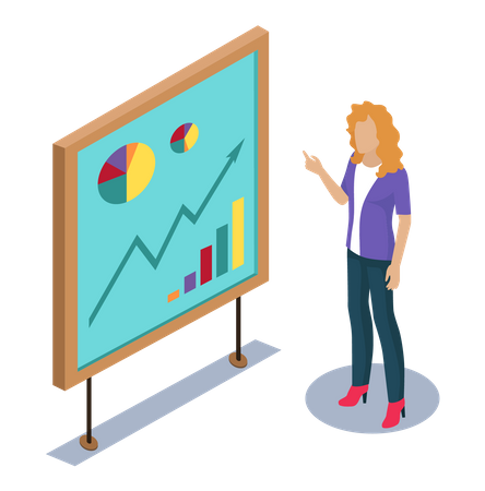 Fille bouclée faisant une analyse commerciale  Illustration