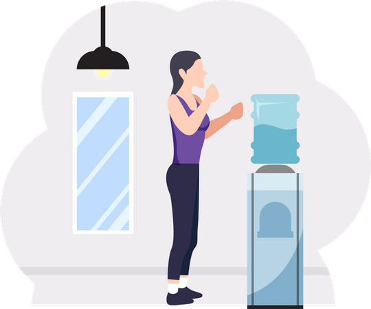 Fille buvant de l'eau après l'entraînement  Illustration