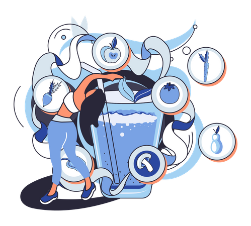 Fille buvant une boisson saine pour la forme physique  Illustration