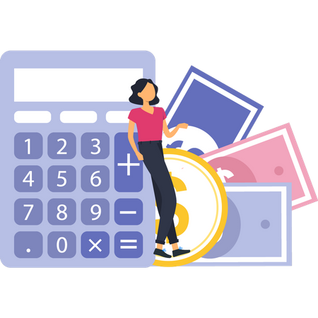 Fille calculant le budget  Illustration