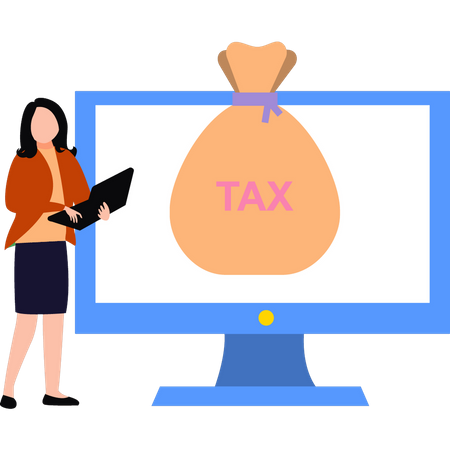 La fille calcule la taxe  Illustration