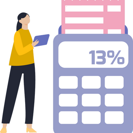 Fille calculant la taxe  Illustration