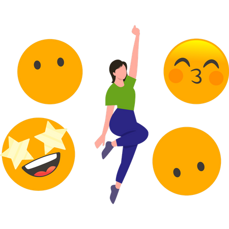 Fille célébrant la Journée Emoji  Illustration