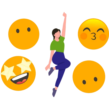 Fille célébrant la Journée Emoji  Illustration