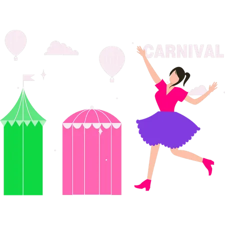 La Jeune Fille Celebre Le Carnaval Illustration