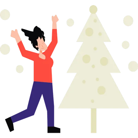 Fille célébrant Noël  Illustration