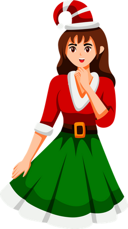 Fille célébrant Noël  Illustration